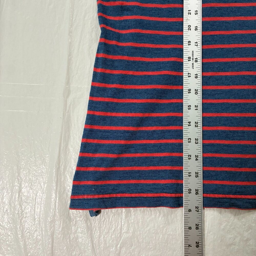 Faherty Breton Polo Shirt Mens Size L Light Blue w/ Pink Stripes Short Sleeve - Picture 8 of 8